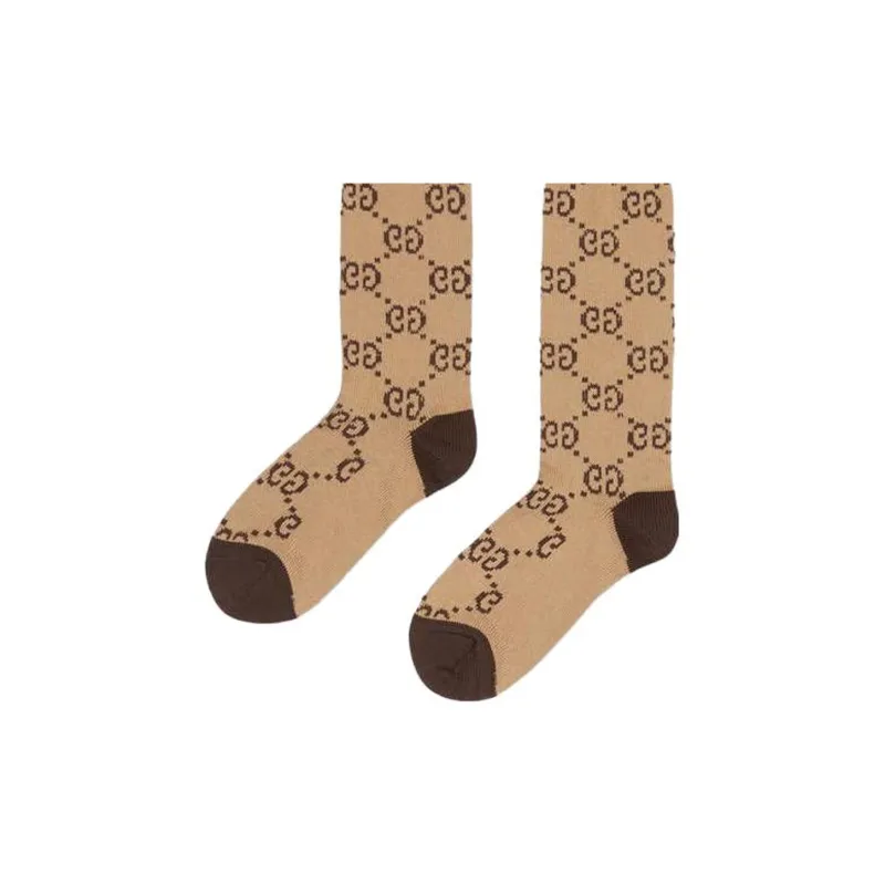 GUCCI SS23 Knee-High Socks Men's 1 Pack Brown-3