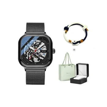 RERF Mechanical Movement Stainless Steel Strap Watch Men's Watches Black Dial