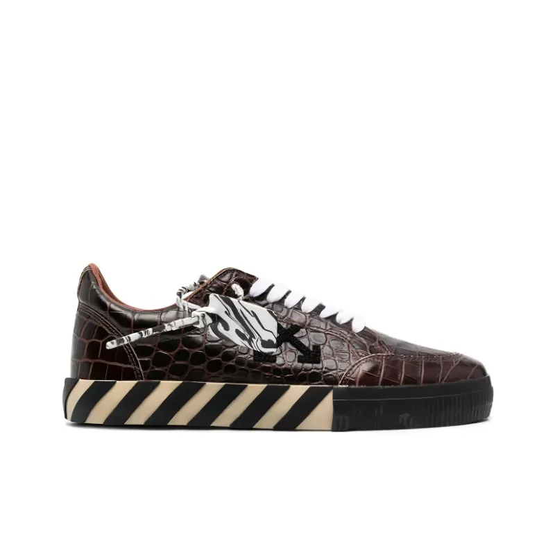 OFF-WHITE Low Vulcanized Stylish Skateboarding Shoes Men's Coffee-1