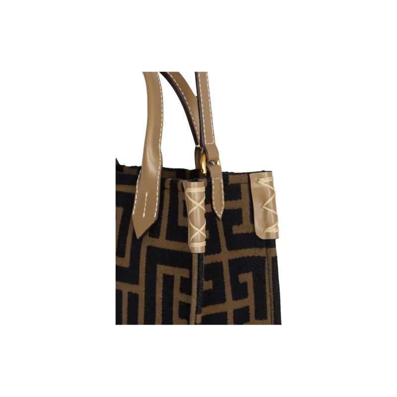BALMAIN B-Army Labyrinth-Monogram Small Tote Bag-4