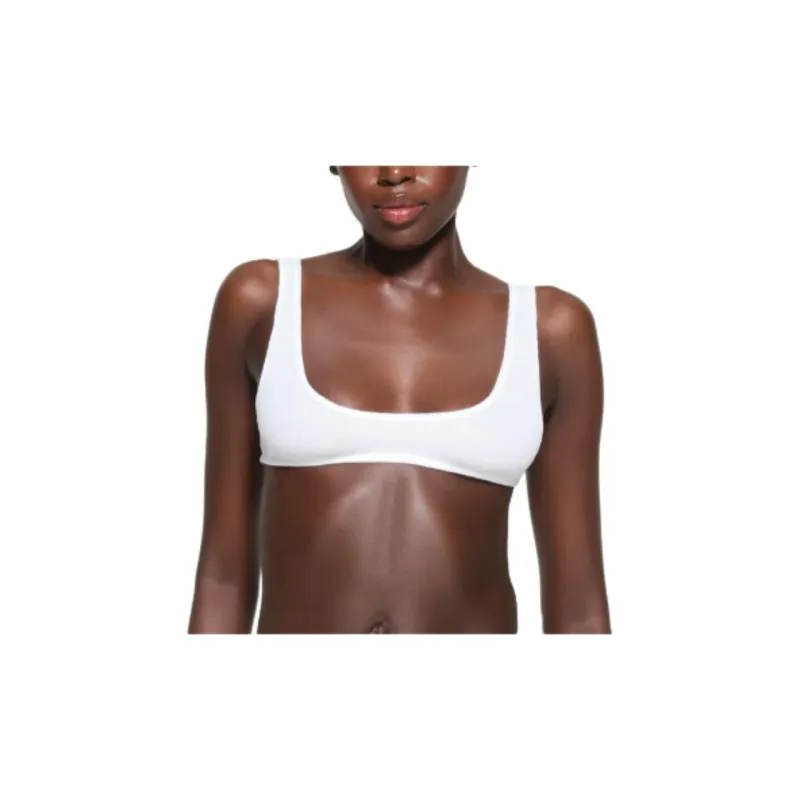 SKIMS THREADBARE RIB MICRO SCOOP BRALETTE Bra Women's SNOW/Snow-1