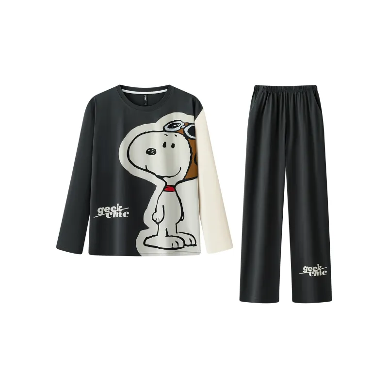 Gongdie x SNOOPY/ Pajama Set Men's Gray-0