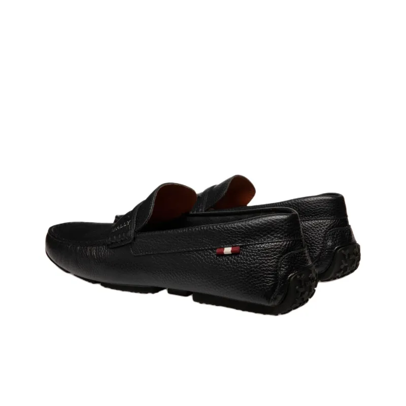 BALLY Pilot Driver Grained Leather Loafers-3
