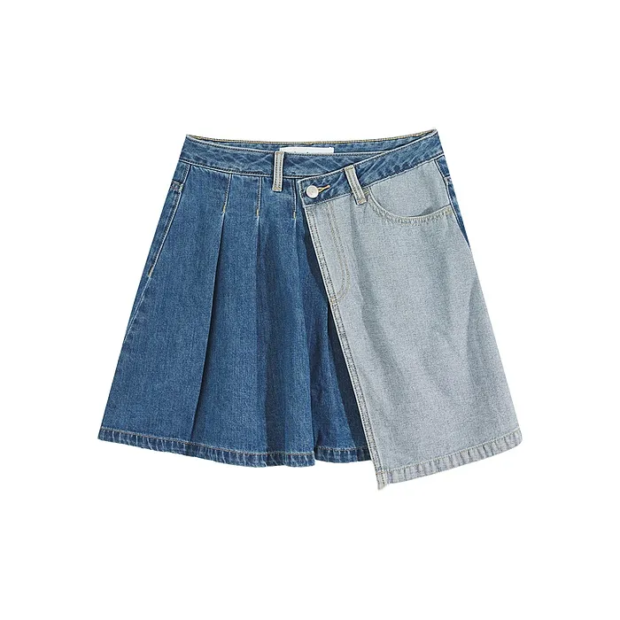 Metersbonwe Casual Short Skirts Women's Denim Medium Blue-2