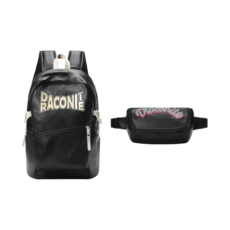 DRACONITE PU Student Backpack Regular Unisex Black Gold-6