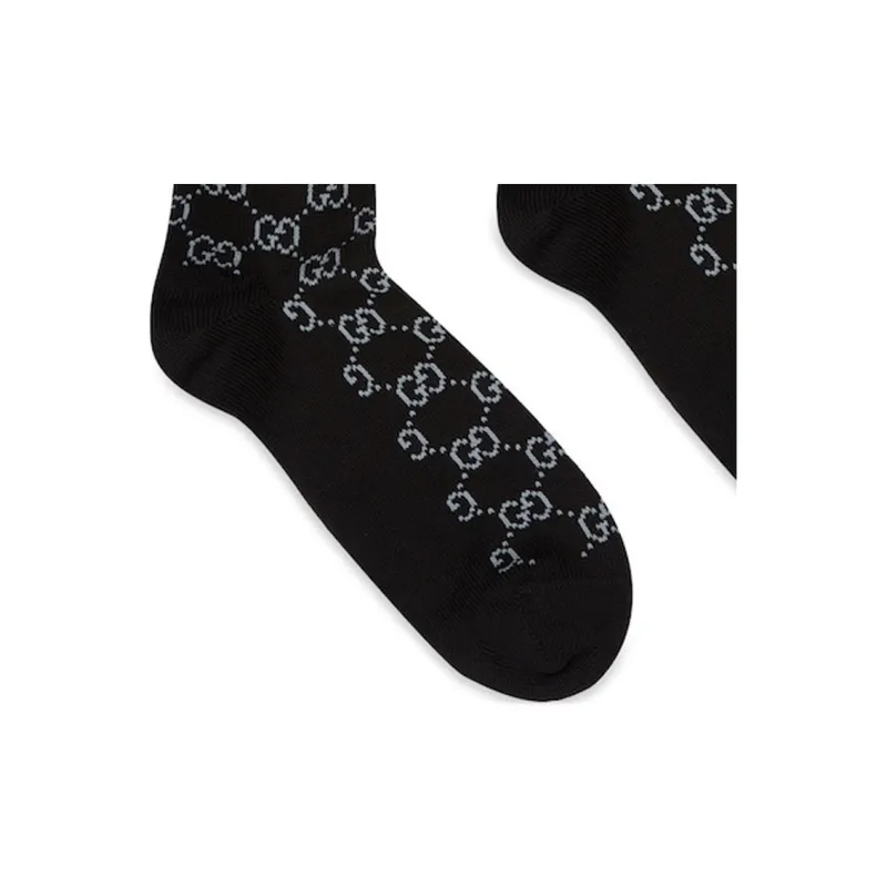 GUCCI FW23 Mid Calf Socks Unisex 1 Pack Black Gray-4