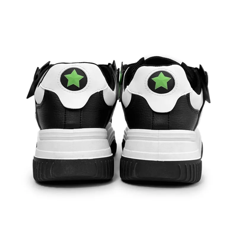SLnU★3 Coverage Anti-Slip And Wear-Resistant Low-Top Skateboard Shoes Men's Black White-5