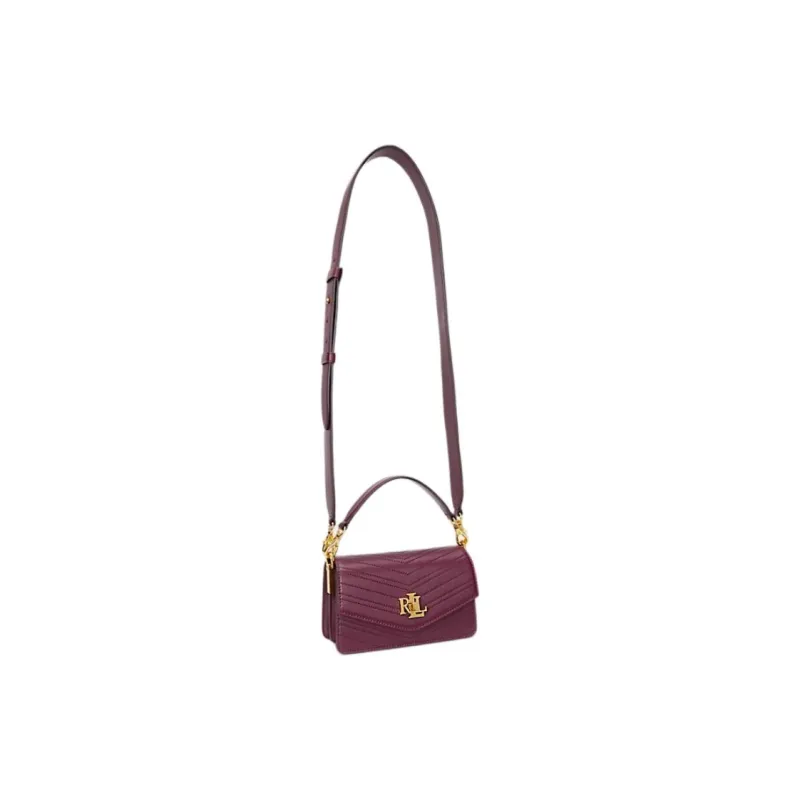 Ralph Lauren Sheepskin One Shoulder Handbag Small Size Women's Black Purple-1