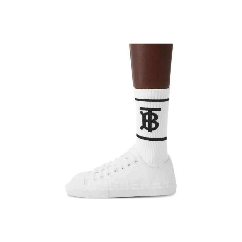 Burberry FW23 Knee High Socks Men's 1 Pack White-1