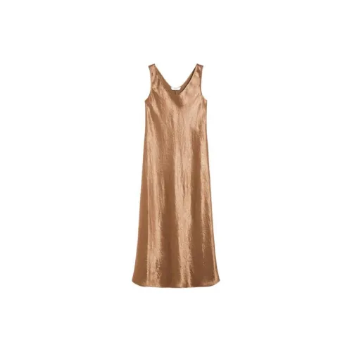 MaxMara Talete Collection Flowing Satin Dress Sleeveless Dress Women's Tobacco