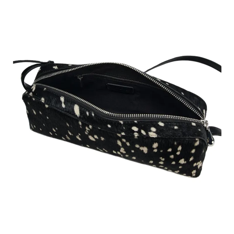 ZARA Cow Leather Shoulder Bag Women's Black-4