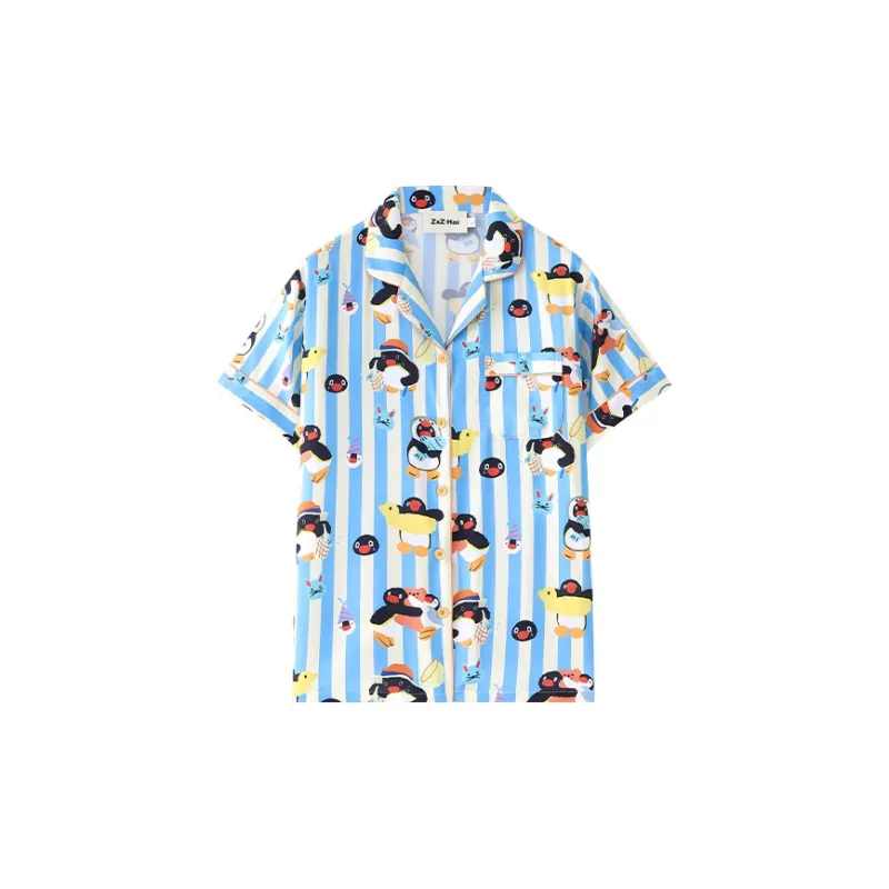 Wabi Town Pajama Set Women's Blue White-2