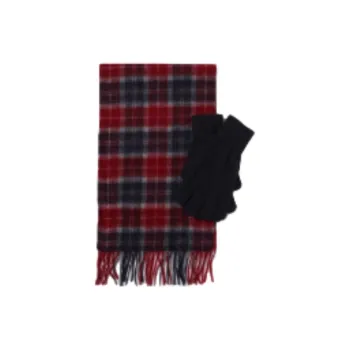 BARBOUR Saltburn Tartan Scarf & Glove Knitted Set