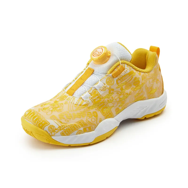KUMPOO Cushioning Coverage Wear Resistant Breathable Slip Resistant Low Top Badminton Shoes White/Yellow-1