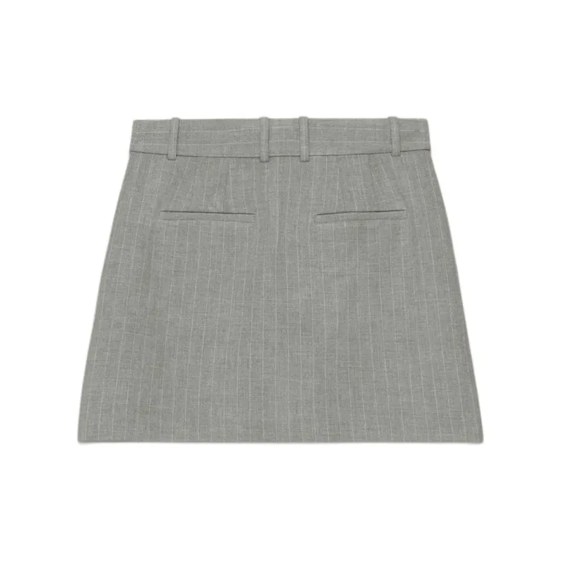 ARITZIA Babaton Chisel Skirt Casual Short Skirts Women's Black Stripe Dark Gray/Gray Stripes-1