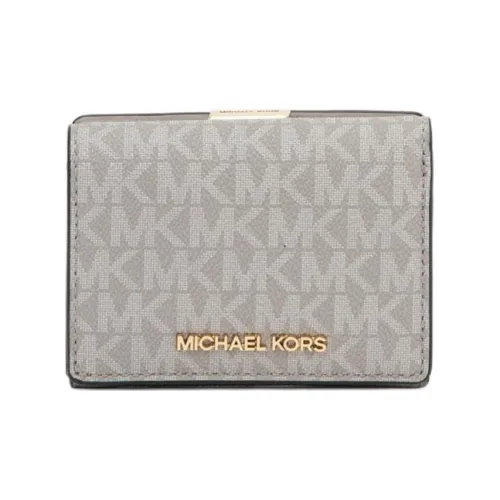MICHAEL KORS Jet Set Travel Coated Canvas Wallet Medium Size Women's Pearl Gray