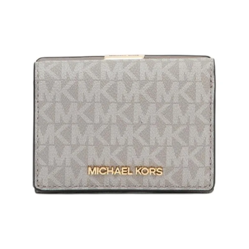 MICHAEL KORS Jet Set Travel Coated Canvas Wallet Medium Size Women's Pearl Gray-0