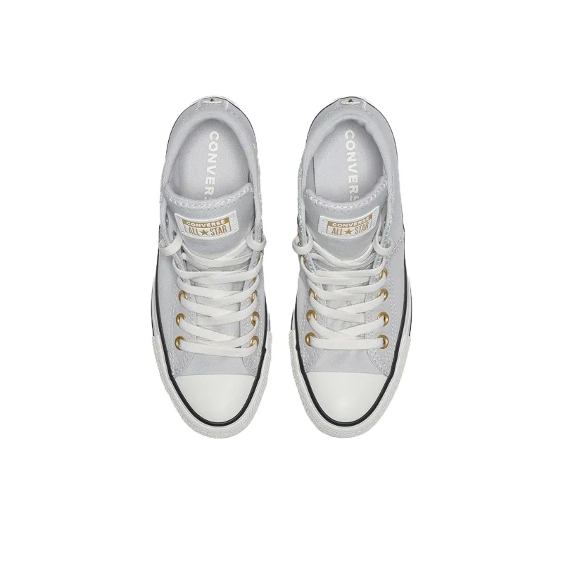 Converse Chuck Taylor All Star Anti Slip Wear Resistant Mid Top Canvas Shoes Women's Gray Gold-3