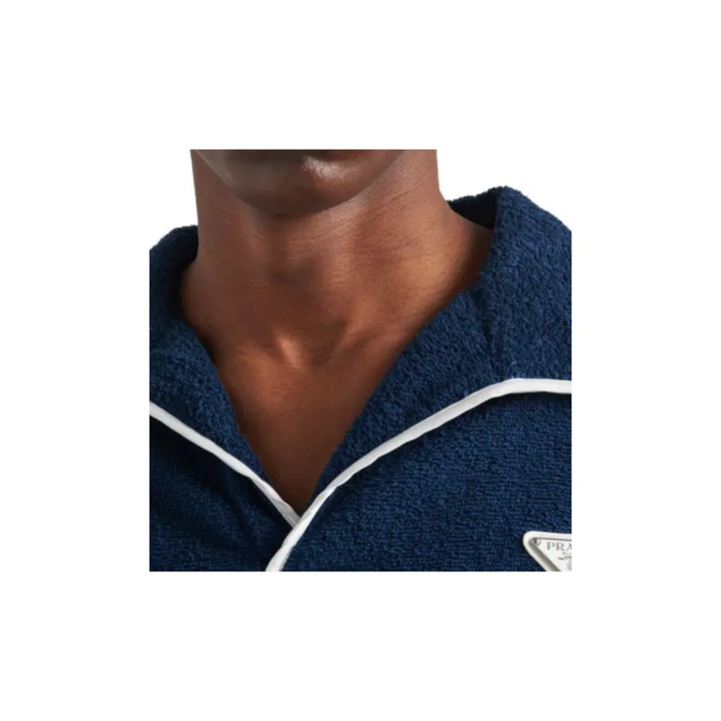 PRADA Logo-plaque Terry-cloth Polo Shirt-5