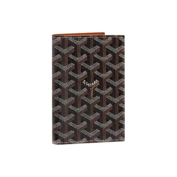 GOYARD Grenelle Canvas With Leather Card Holder Passport Holder Unisex Black/Brown