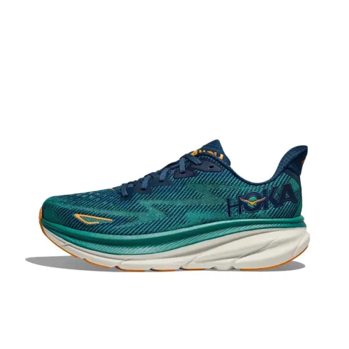 HOKA ONE ONE Clifton 9 Running Shoes Men Low-Top Blue/Green