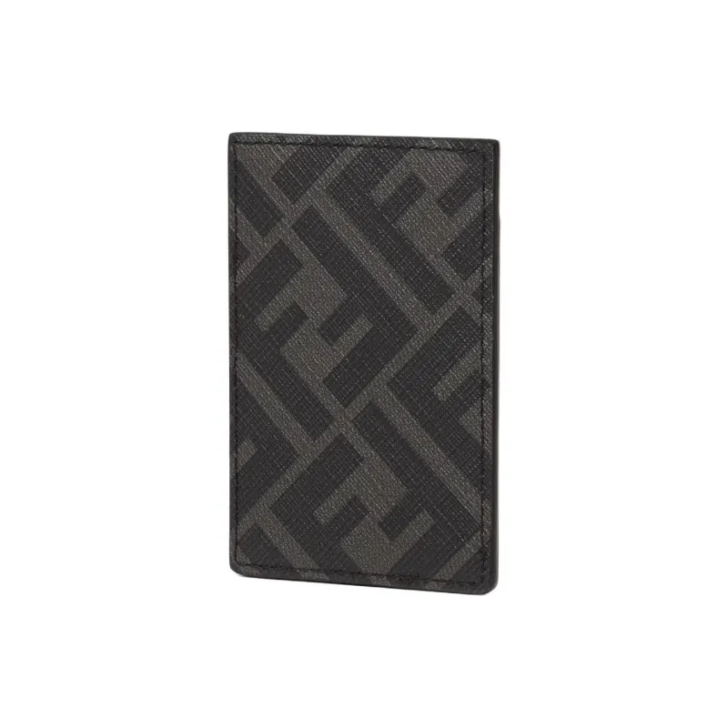 FENDI Calfskin Card Holder Men's Black-1
