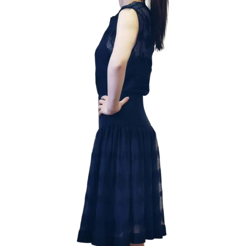 CHANEL Sleeveless Dress Women's Marine Blue-2
