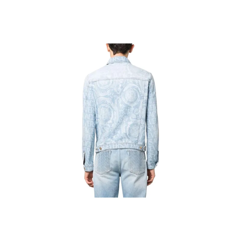 VERSACE Long Sleeved Buttoned Denim Jacket-4