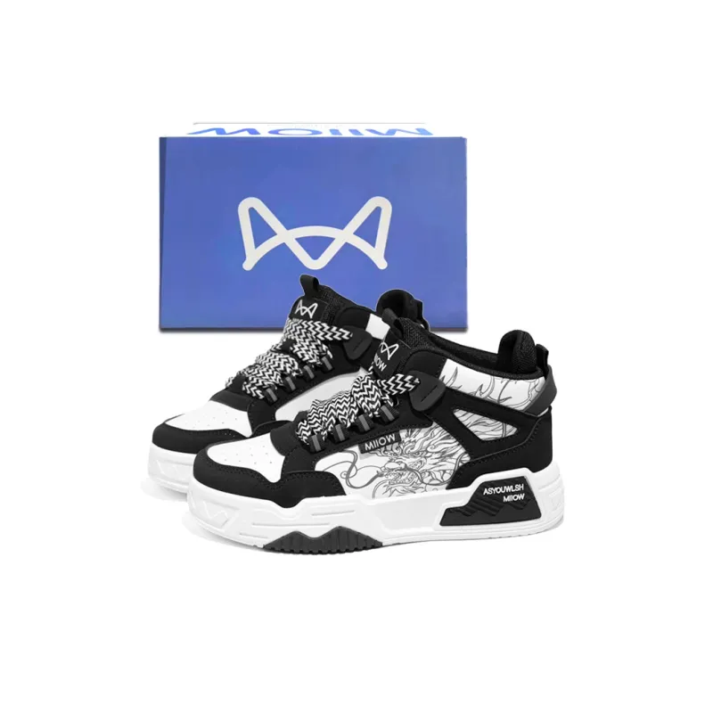 MIIOW Trend Party Series Anti Slip And Wear Resistant Height Increasing High Top Skateboard Shoes Men's-7