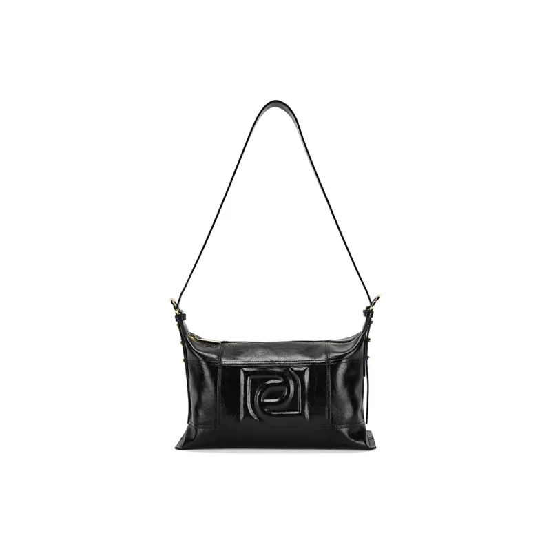 PIERRE CARDIN Cow Leather Shoulder Bag Women's Black/Brown/Ecru-2