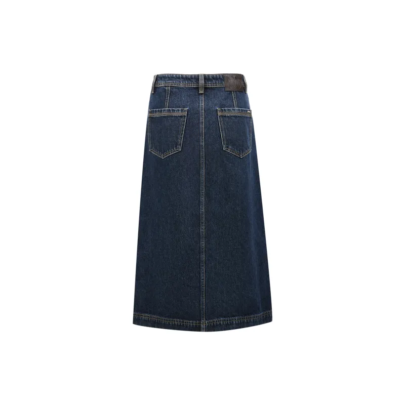 ONLY Denim Long Skirts Women's J35 510 Washed Denim Blue-1