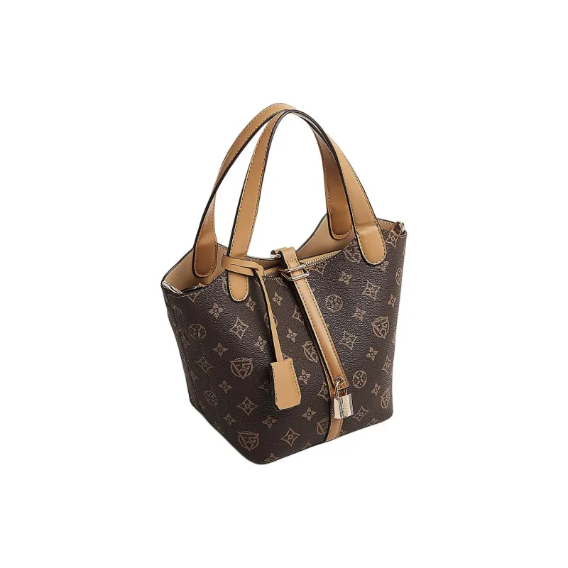 Marino Orlandi Synthetic Leather Bucket Bag Handbag Basket Bag Regular Women's Ecru/Coffee-7