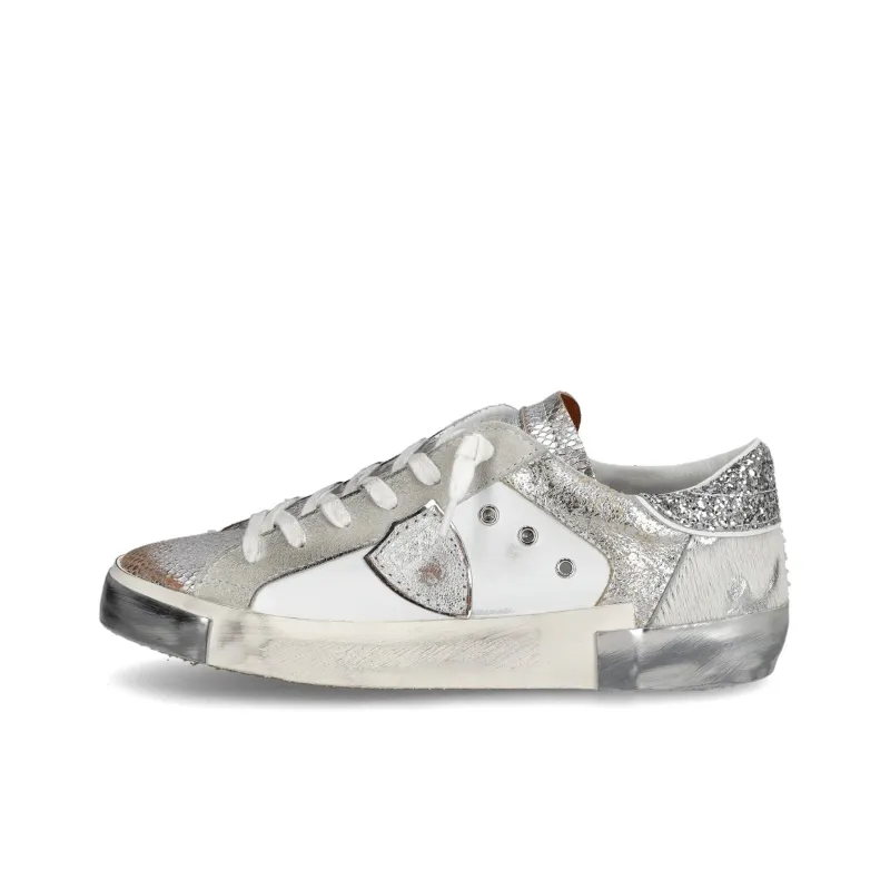 PHILIPPE MODEL Prs Low-Top Skateboard Shoes Women's White Silver-0