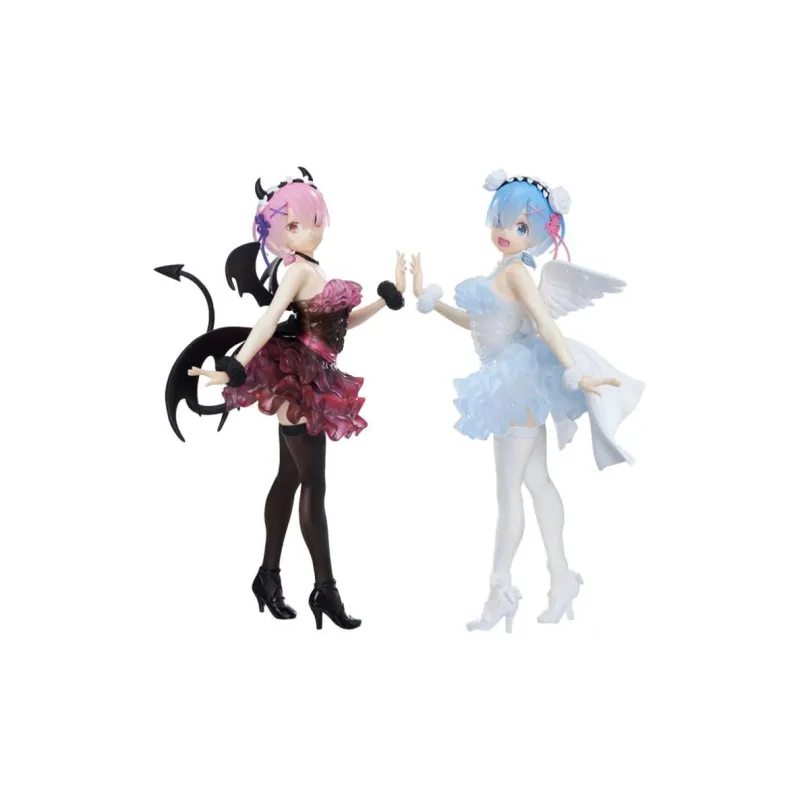 BANPRESTO Ram Glass Factory Re Zero Starting Life In Another World Rem Angel And Demon Ver. Bonus Gifts 22cm-1