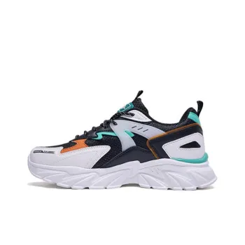 Warrior Wear resistant And Lightweight Low Top Chunky Sneakers Men's Black White Orange