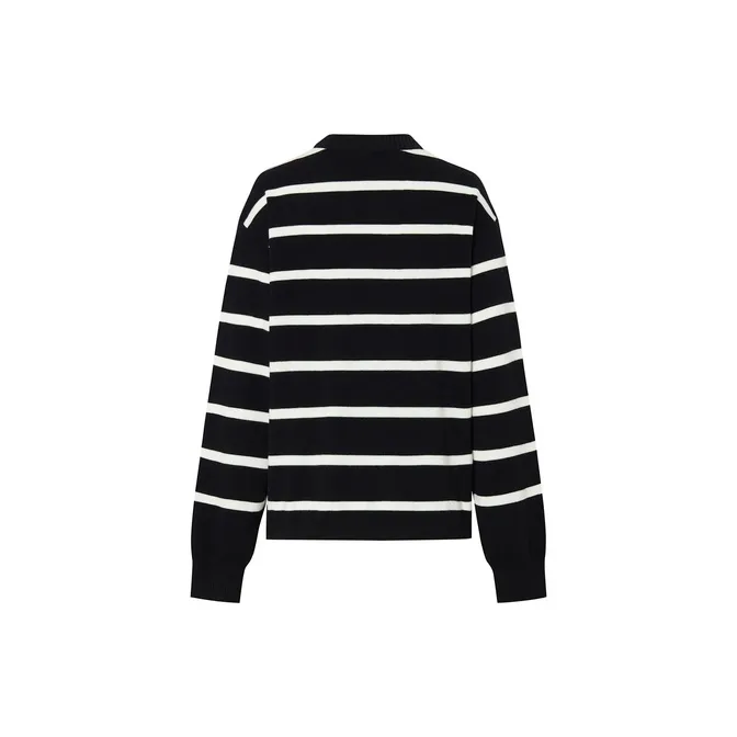 MOCO Sweater Women's Black White Stripes-1