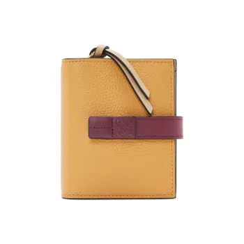 LOEWE Grained Calfskin Wallet Women's Cookie & Deep Red & Paper Color
