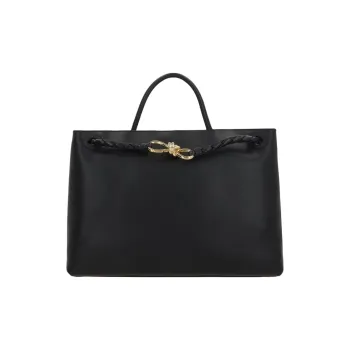 Bottega Veneta Andiamo Series Calfskin One Shoulder Handbag Medium Size Women's Black