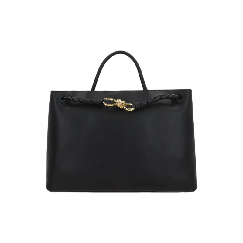 Bottega Veneta Andiamo Series Calfskin One Shoulder Handbag Medium Size Women's Black-0