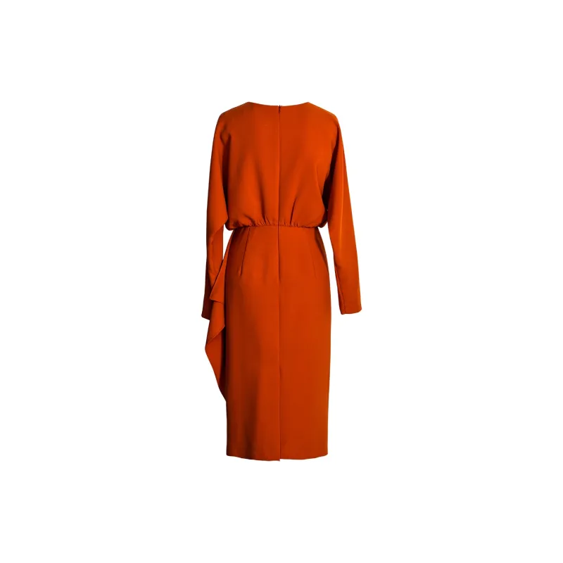 ROEYSHOUSE Long Sleeved Dresses Women's Orange Red-1