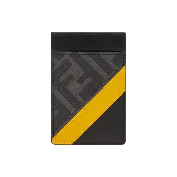 FENDI Calfskin Card Holder Men's Black
