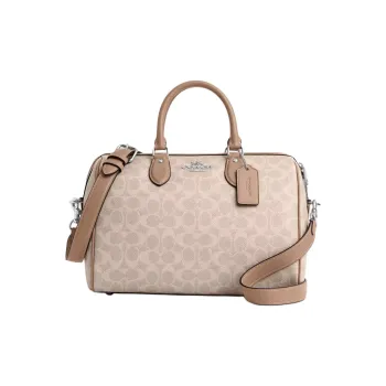 COACH Rowan Coated Canvas Crossbody One Shoulder Handbags Large Size Women's Sand