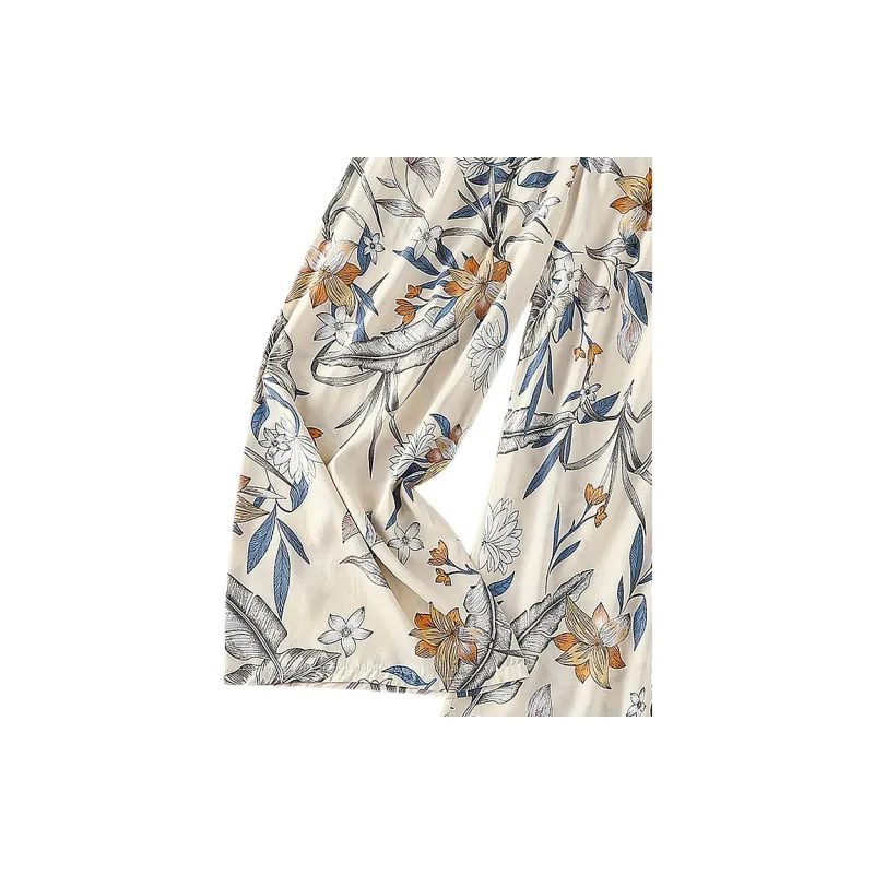 Flowers In Water Pajama Pants Women's Ecru Cottonwood-5