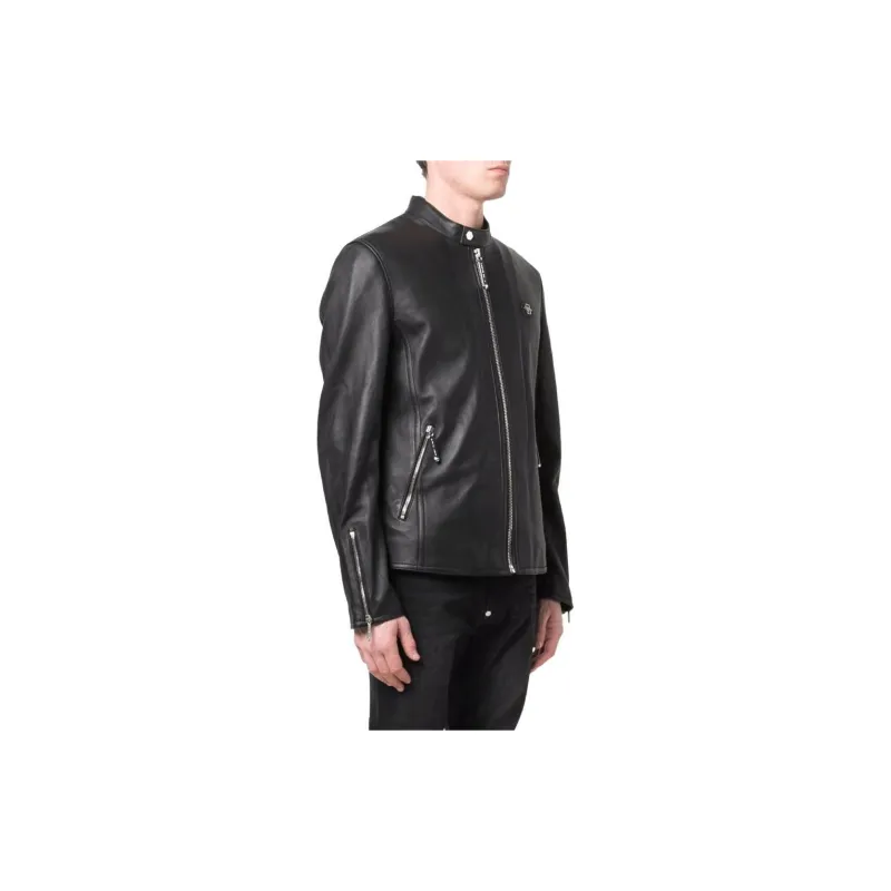 PHILIPP PLEIN Logo Zipped Biker Jacket-6