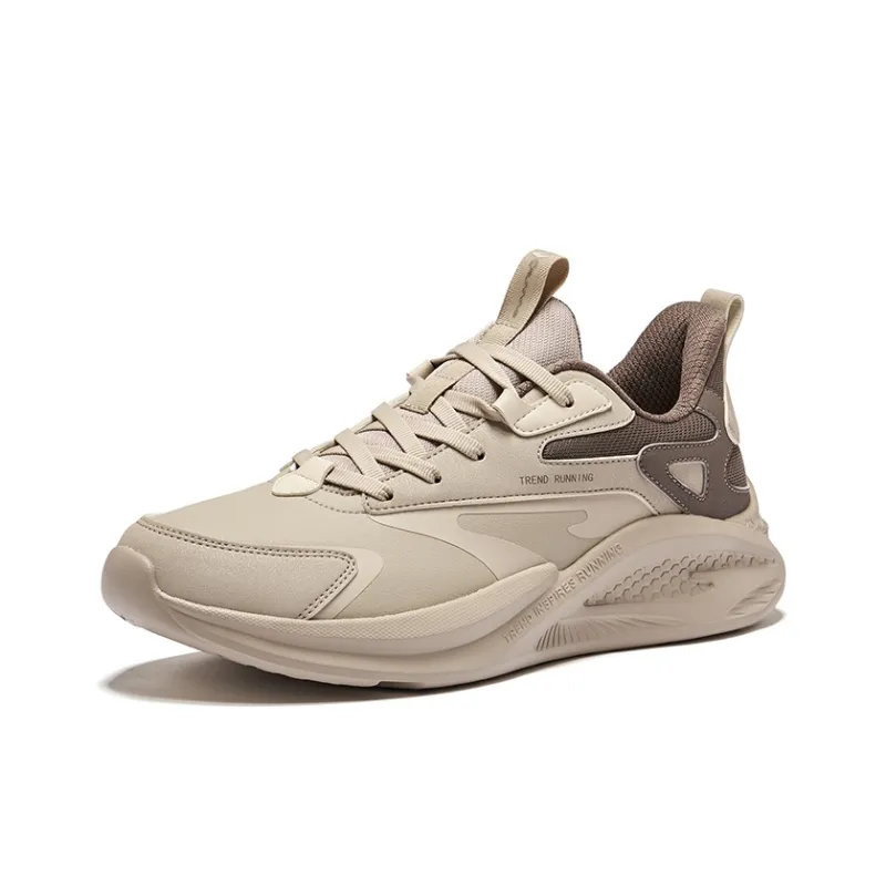 Erke Slip Resistant Water Resistant Low Top Casual Running Shoes Men's Light Linen Brown Stone-2
