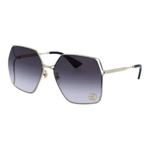 GUCCI Metal Round Sunglasses Women's Silver