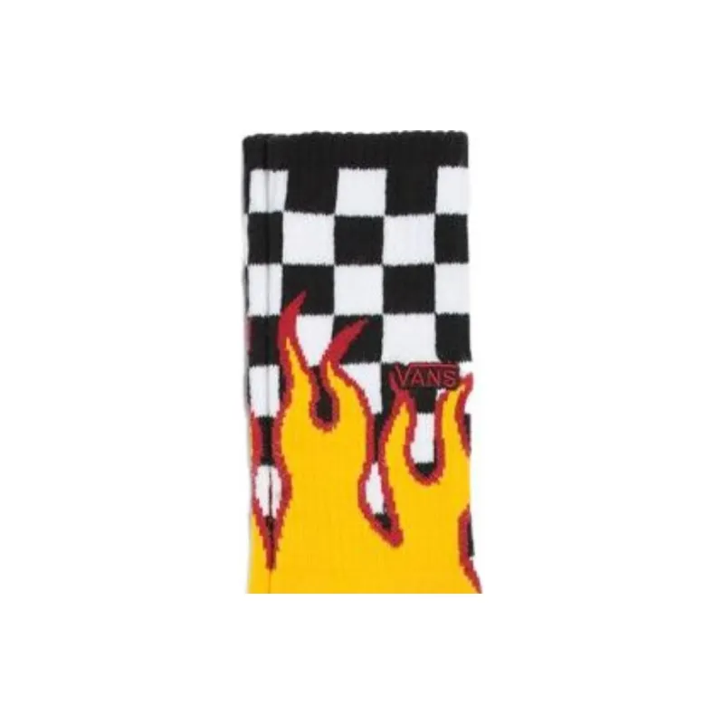 Vans Flame Check Mid-Calf Socks Men's 1 Pack Yellow-4