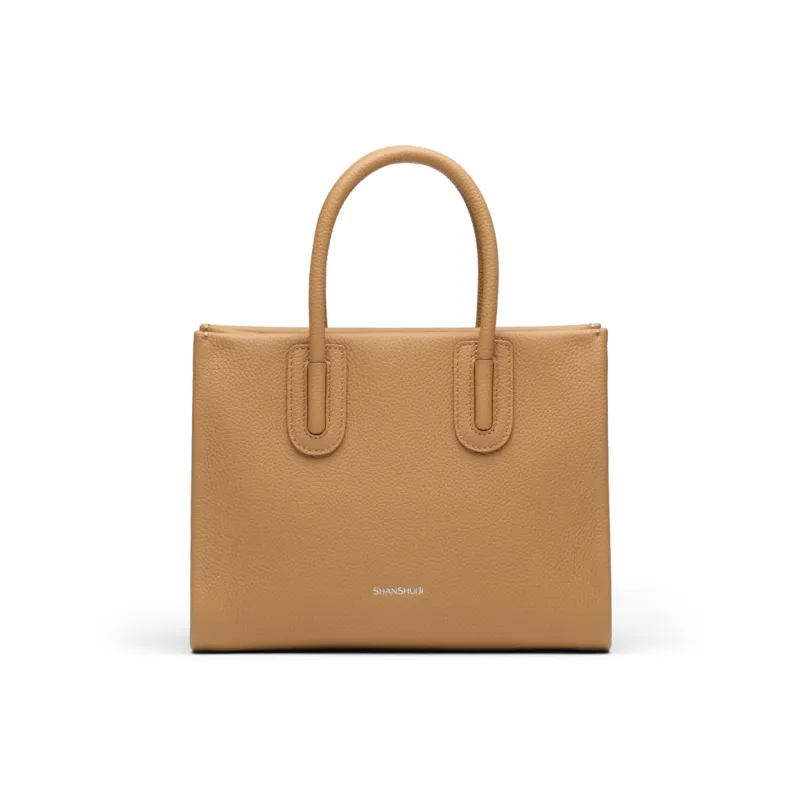 SHANSHUIJI Cow Leather Shoulder Bag Crossbody Bag Handbags Medium Size Women's White/Beige Brown/Nutmeg Brown-3
