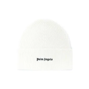 PALM ANGELS Logo Embroidered Ribbed-Knit Beanie