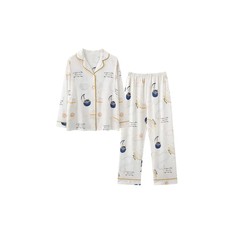 Xiang Ning Pai Spring And Fall Pajama Set Women's Ecru-6